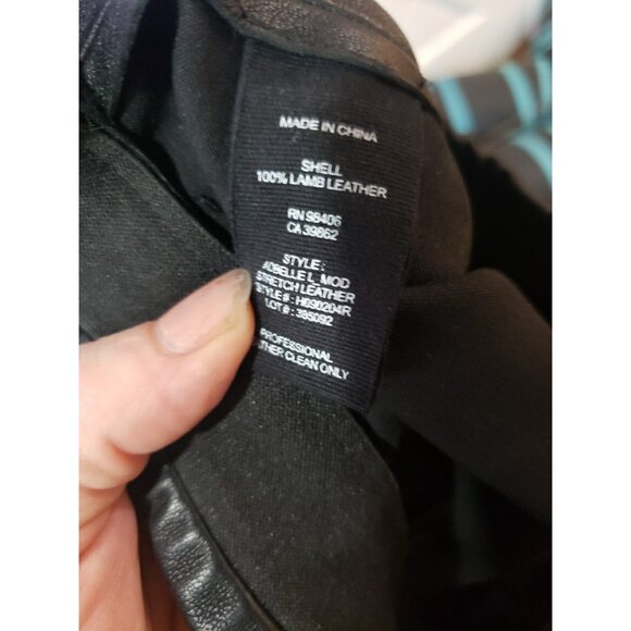 Theory Pants Black Lamb Adbelle Leather Stretch  Leggings Size 8 Elastic Waist - Picture 13 of 13